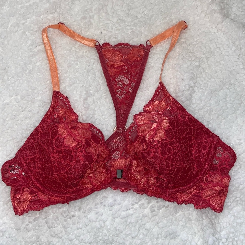 Adore Me Front Clasp Red Plunge Bra 34B